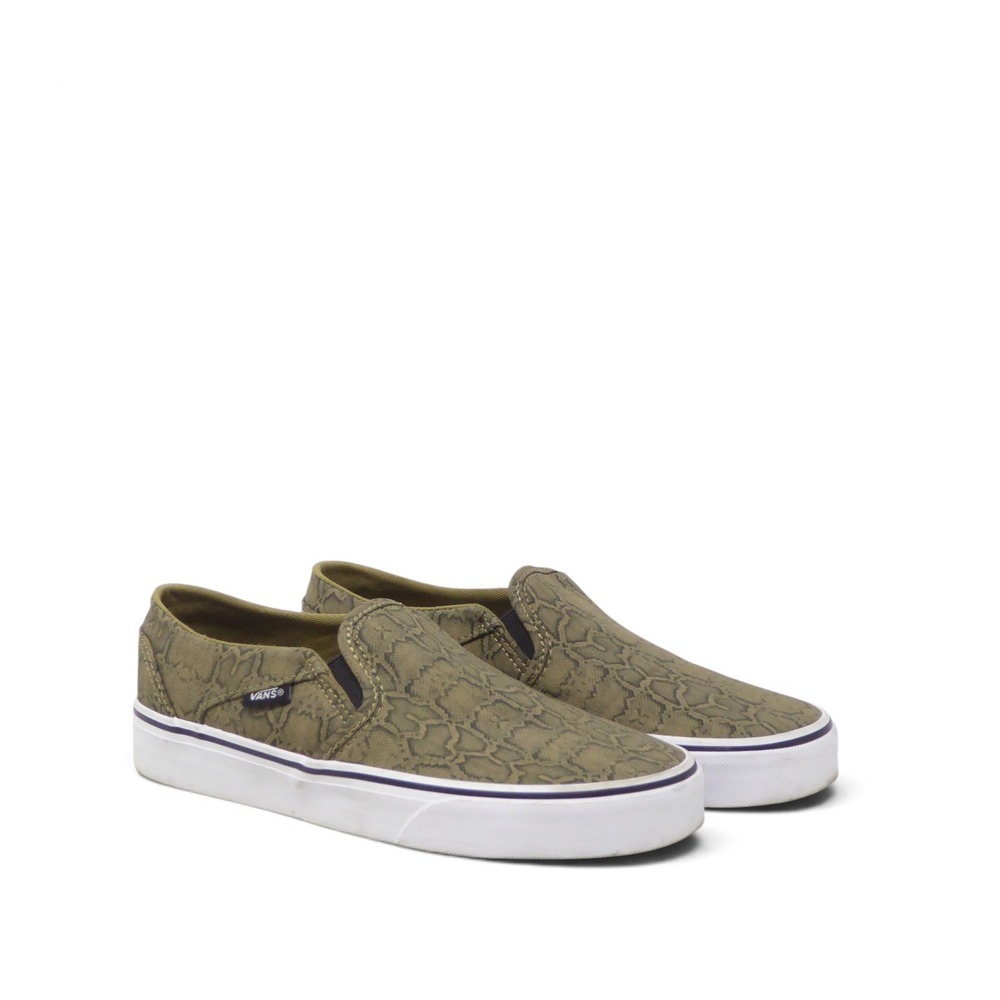 Vans Women Slip On Shoes Green Snakeskin Print 7